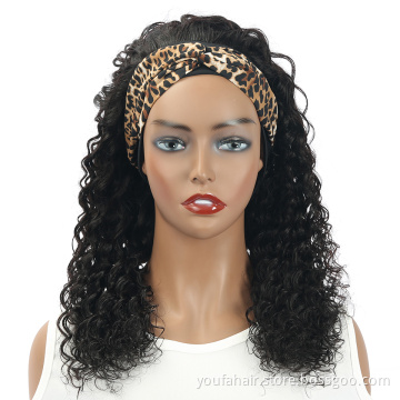 Wholesale Non Lace Remy Human Hair Headband Wig Machine Made Deep Wave Curly Cuticle Aligned Headband Wigs for Black Women
